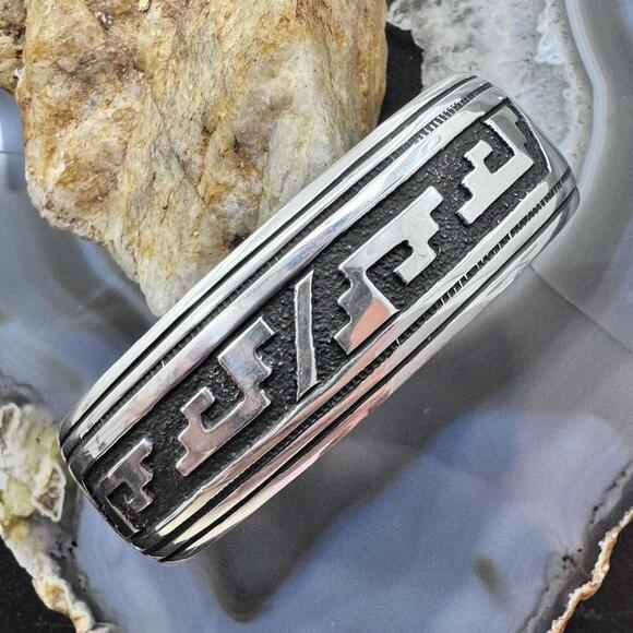 Tommy & Rosita Singer Sterling Flexible Decorated Overlay Unisex Bracelet #1 - Picture 1 of 10